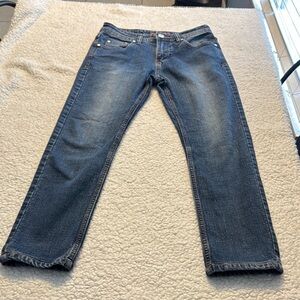 Dino Robert Denim Collection Blue Straight Leg Style Jeans with Faded Wash